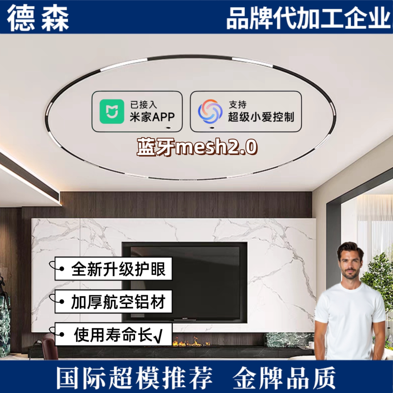 Already Connected to the Mijia App Bluetooth Mesh 2.0 Circular Magnetic Track Light Embedded in the Living Room with Curved Design Without a Main Light