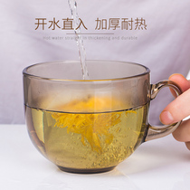 Glass Brown oatmeal breakfast milk glass cup household with lid spoon big belly creative personality trend water Cup