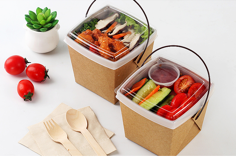 Giấy quản gia da dùng một lần hộp ăn trưa cầm tay thẻ trắng thức ăn nhanh hộp ăn trưa mang hộp đóng gói 100 tùy chỉnh - Hộp cơm điện sưởi ấm cà mèn hâm điện