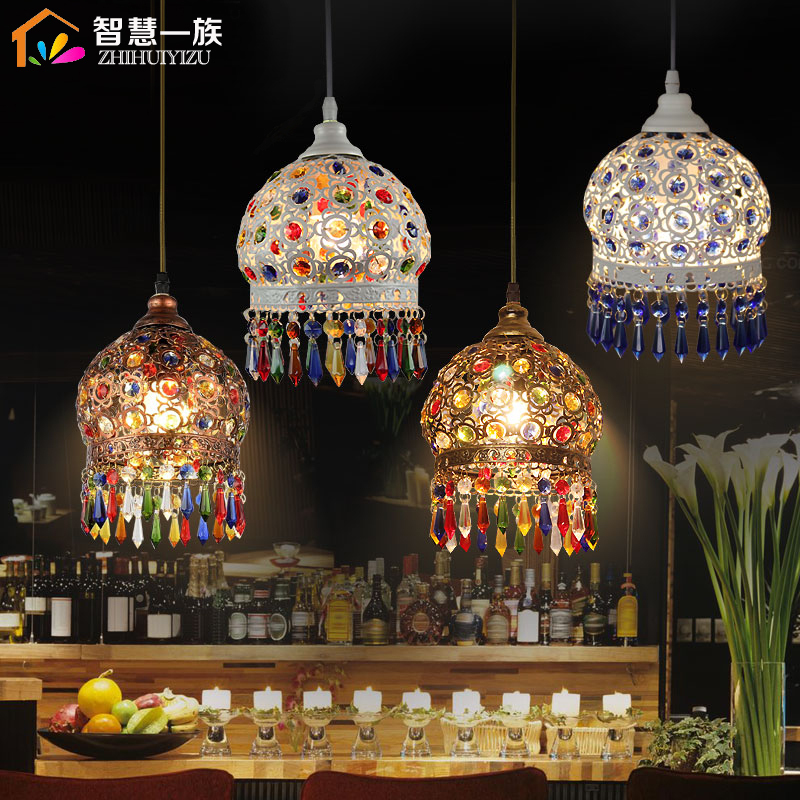 Bohemian Three-Head Chandelier Retro Iron Crystal Lamp Single-Head Comic Coffee Bronze Creative Bar Bedroom Restaurant Bohemian Three-Head Chandelier Retro Iron Crystal Lamp Single-Head Comic Coffee Bronze Creative Bar Bedroom Restaurant