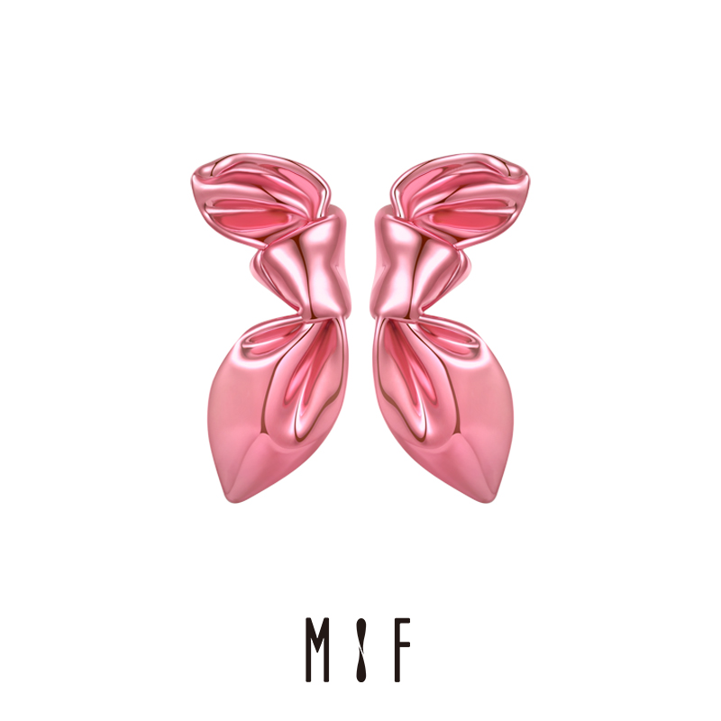 MIF iso-Zhiroqi series silk with butterfly knot earrings woman 2022 new wave ear adorned with small crownins earrings