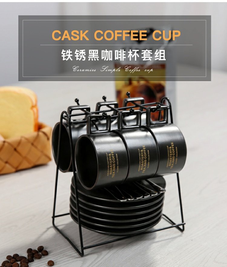 Ý tập trung buổi chiều Teacup Cà phê châu Âu và Mỹ Cup cà phê gia đình Bộ gốm sứ 6 bộ với chủ sở hữu cốc - Cà phê bình pha cà phê moka điện