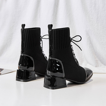 Inglées Rough Heel Plus Suede Little Short Boots Martin Boots Children 2021 Autumn Winter New Socks Boots 100 Hitch Heels to womens shoes