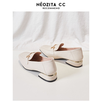 The Inn Wind is thick with a foot pedal small leather shoes 2022 Spring new shoes Shoes Temperament Single Shoes Spring Autumn Lego Womens Shoes