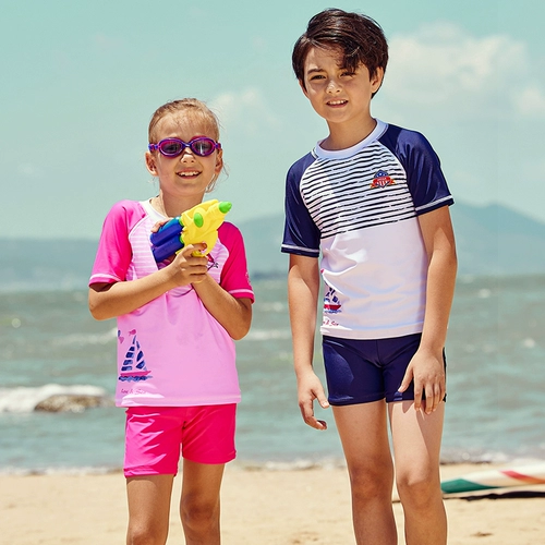 Детский раздельный быстросохнущий мультяшный купальник подходит для мужчин и женщин, защита от солнца, подходит для подростков