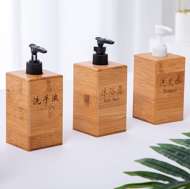 Bamboo Shampoo Split Bottling Bottle Hotel Bathroom Sanitizer Press Bottle Bath Bottle 250 Ml Can Be Logo