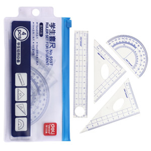 Able (Deli) 9597 student sleeve ruler (with a protractor triangular ruler)