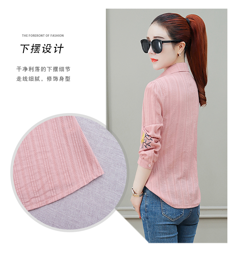 Mùa xuân áo dài tay thêu nữ 2019 Xuân mới áo sơ mi nữ thủy triều thời trang Hàn Quốc - Áo sơ mi dài tay các kiểu áo sơ mi đẹp