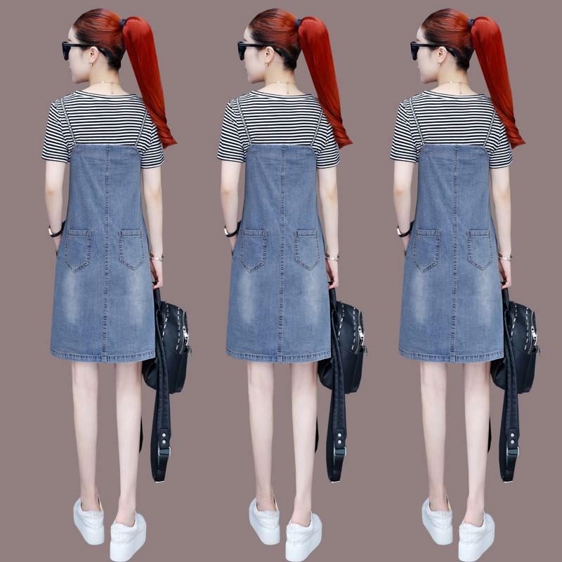 Mùa hè người đàn ông nhỏ bé giả váy denim hai mảnh nữ 2020 mùa hè mới 35-45 váy ngắn nữ - Váy eo cao