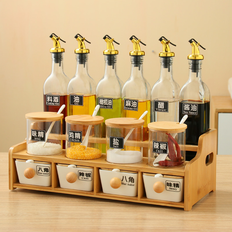 Seasoning Box Kit Composition Containing box Home Seasoning Jar Submount Salt Jars Oil Bottle Pot Sauce Vinegar full range of kitchen items