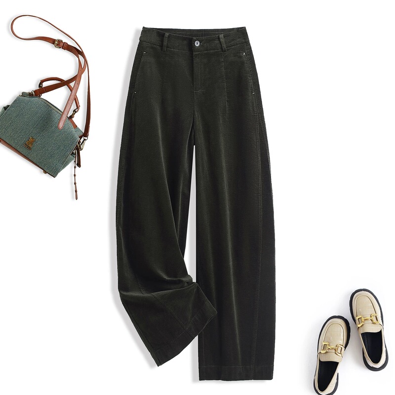 European Style Retro Corduroy Straight-Leg Casual Pants 2025 Autumn New Fashion Versatile Drapey Women's Trousers European Style Retro Corduroy Straight-Leg Casual Pants 2025 Autumn New Fashion Versatile Drapey Women's Trousers