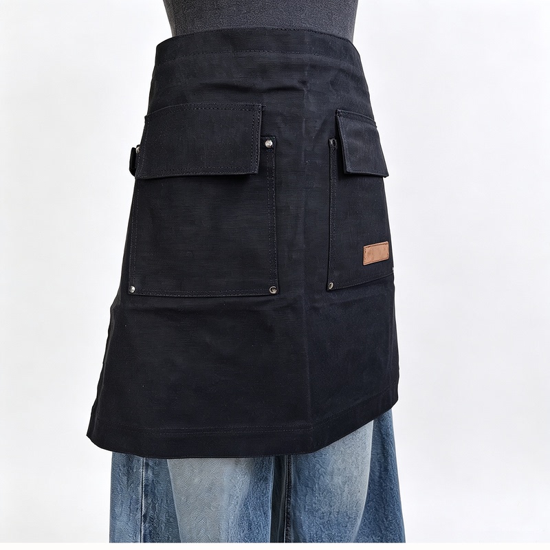 Anti-Stain Half-Length Work Apron with Multiple Pockets for Tool Storage, Suitable for Coffee Shop and Bakery Staff Workwear