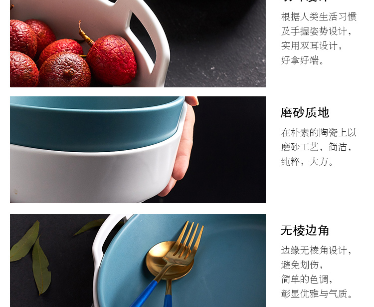 Mystery creative ears ceramic tableware plate household dish plate baking food dish soup plate of fruit salad dish of household