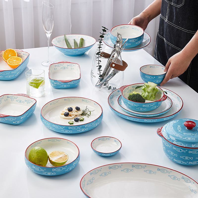 Mystery of Japanese dishes soup bowl pan fish dish dish dish ceramic creative household food baking dish bowl rainbow such use