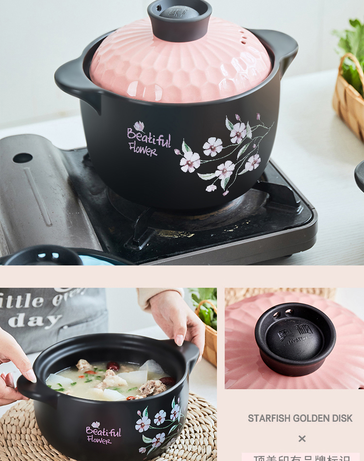 Casserole stew domestic high temperature resistant ceramic small Casserole soup soup cooking porridge flame gas soup pot induction cooker