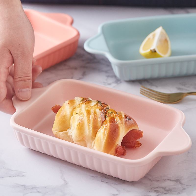 Mystery for FanPan pan household rectangle ceramic western - style food oven creative dishes baked cheese bowl plate