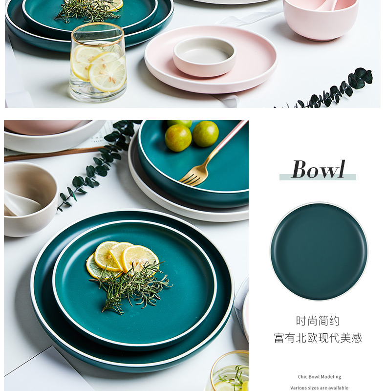 Mystery northern dishes chopsticks tableware plate household contracted ceramic dishes ins web celebrity eat rice bowl dish DIY portfolio