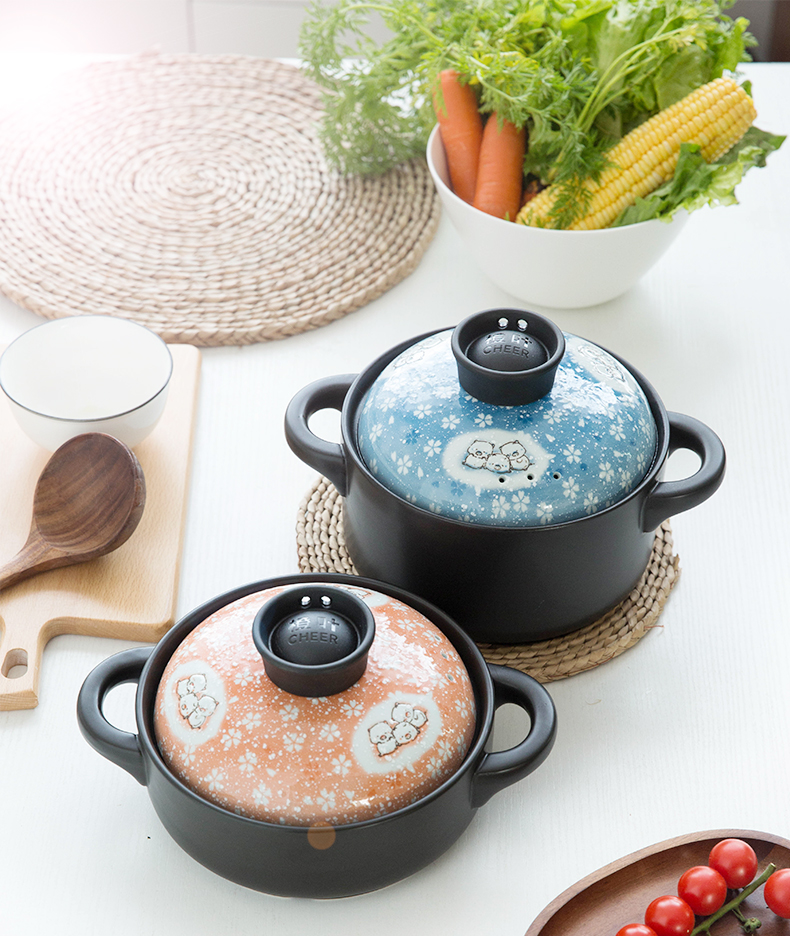 Mystery ceramic sand pot of porridge with high temperature resistant crock soup pot fire gas small casserole health household soup stew