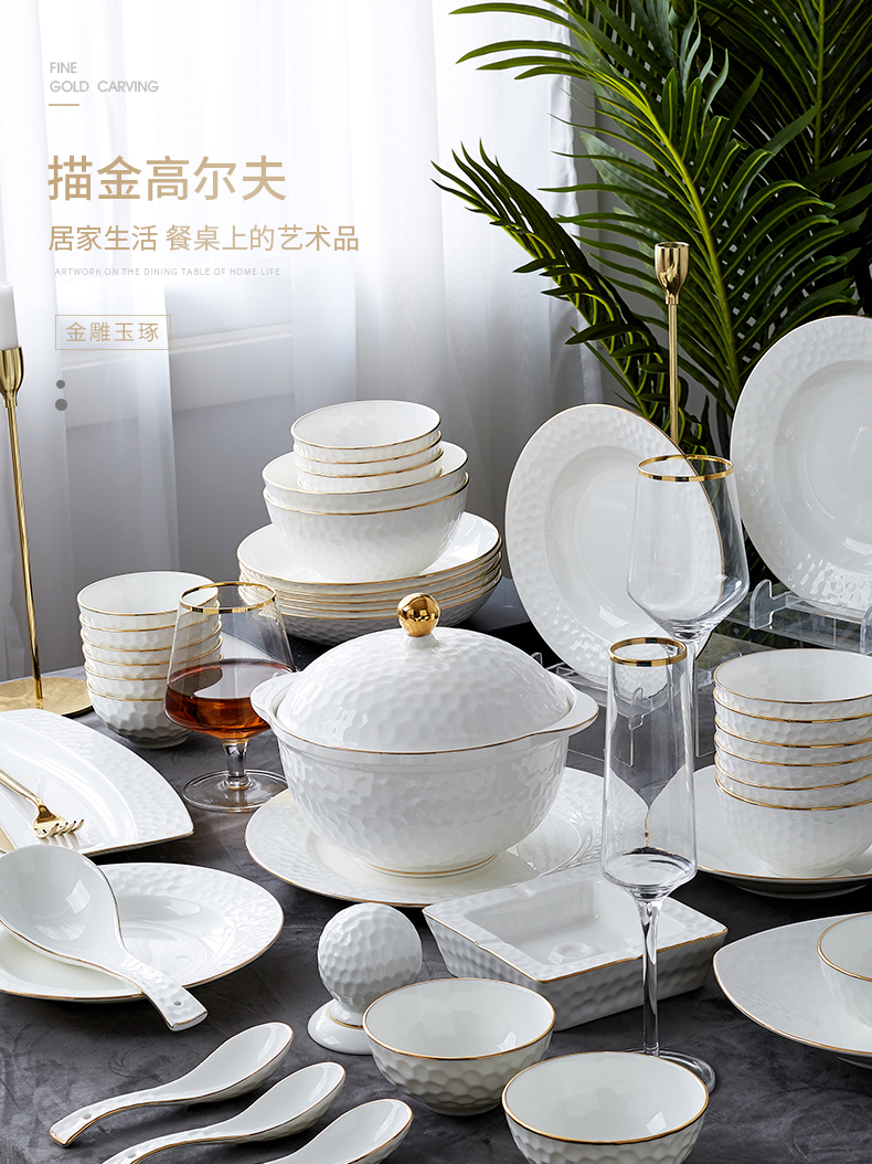 Dishes suit household European - style jingdezhen ceramic tableware simple Dishes fashion up phnom penh golf fuels the DIY