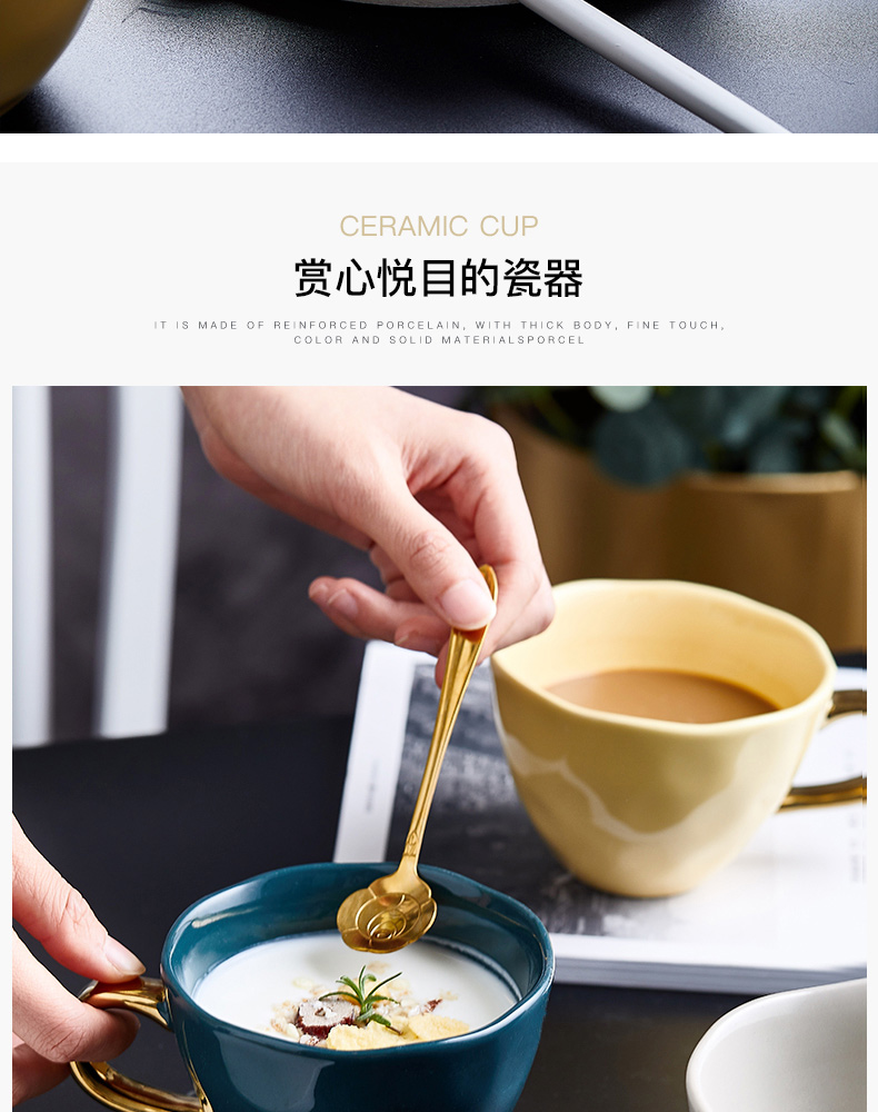 Light the key-2 luxury of up phnom penh coffee cup move girl pure color ceramic European web celebrity ins teacup glass mugs