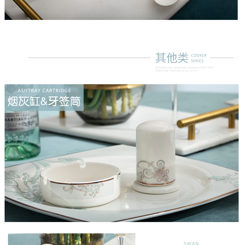 Dishes suit household jingdezhen ceramic tableware suit European paint Dishes chopsticks spoon combination suit