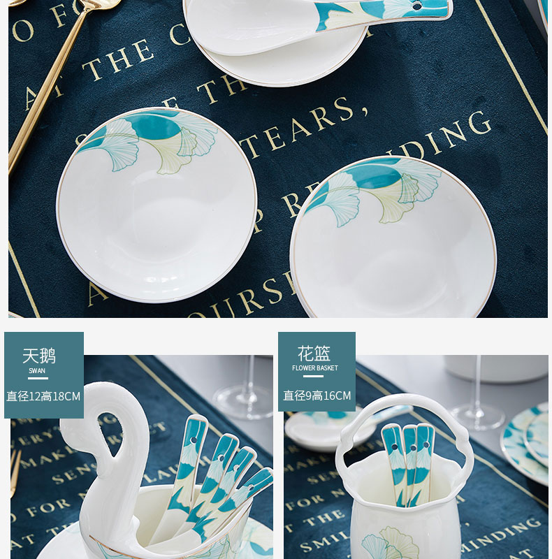 Mystery of jingdezhen tableware suit Chinese dishes suit creative household ceramic bowl European - style ipads porcelain bowl chopsticks plate