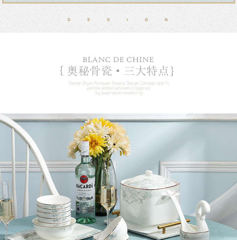 Dishes suit household jingdezhen ceramic tableware suit European paint Dishes chopsticks spoon combination suit