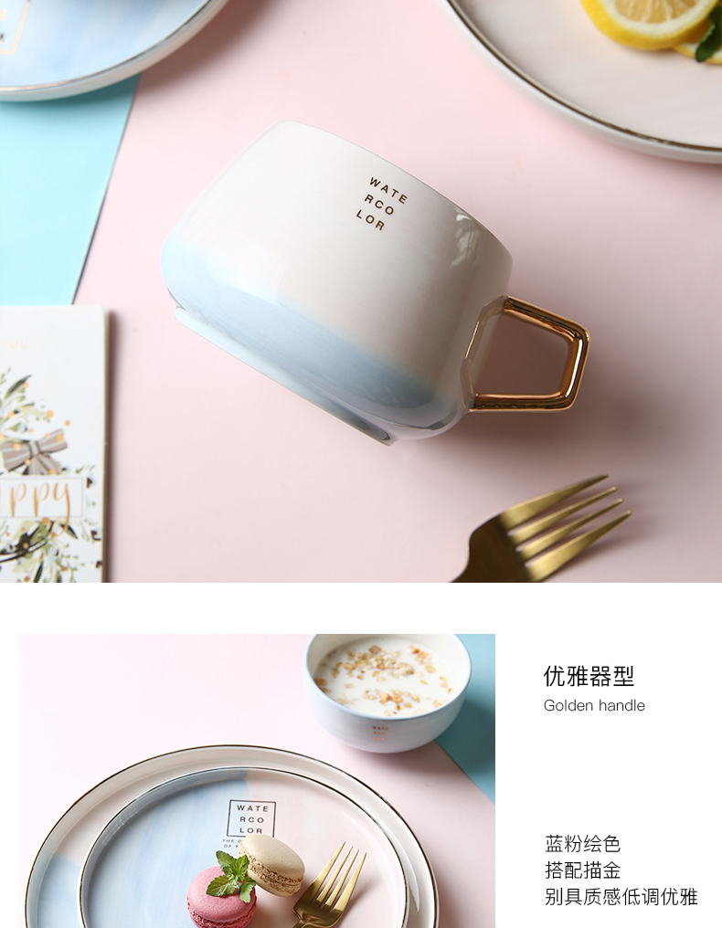 The dishes suit household jingdezhen ceramic tableware suit ins European contracted web celebrity dinner dishes chopsticks combination