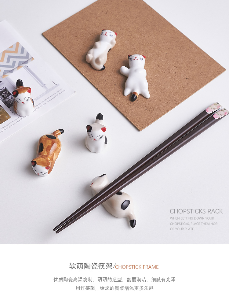 Mystery Japanese grocery ceramic kitten chopsticks creative cartoon chopsticks holder frame with express chopsticks pillow chopsticks frame bracket