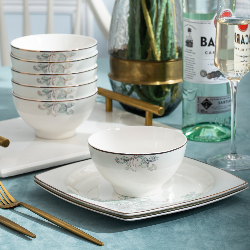 Dishes suit household jingdezhen ceramic tableware suit European paint Dishes chopsticks spoon combination suit