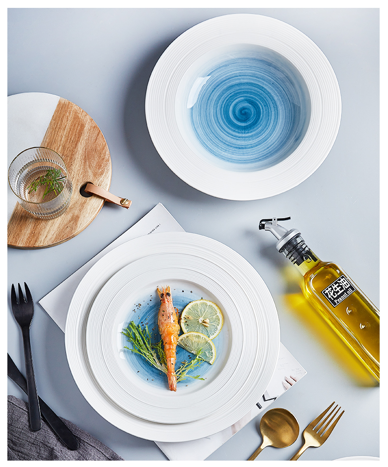 Mystery straw hat pasta dish INS web celebrity ceramic dish deep Nordic steak dinner plate dish dish dish home ideas