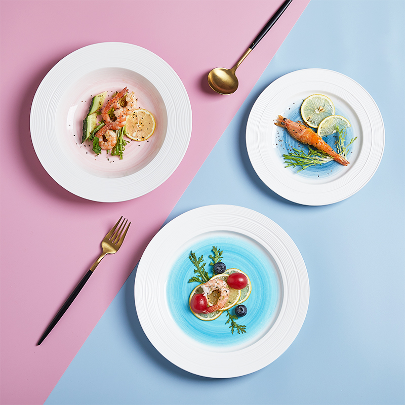 Mystery straw hat pasta dish INS web celebrity ceramic dish deep Nordic steak dinner plate dish dish dish home ideas