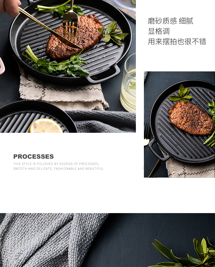 Ears paella pan ceramic home baking bowl baking dish microwave western - style food tray oven dedicated creative dishes