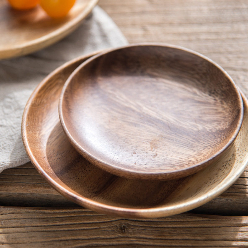 Day-of-the-phase Wooden Nursery Solid Wood Disc Wood Dish dish Saucer Dish Snack Dish Home Waterproof Log Tray