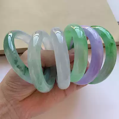 Burmese natural jadeite bracelet green concubine flower violet jade bracelet ice glutinous wool bracelet A goods