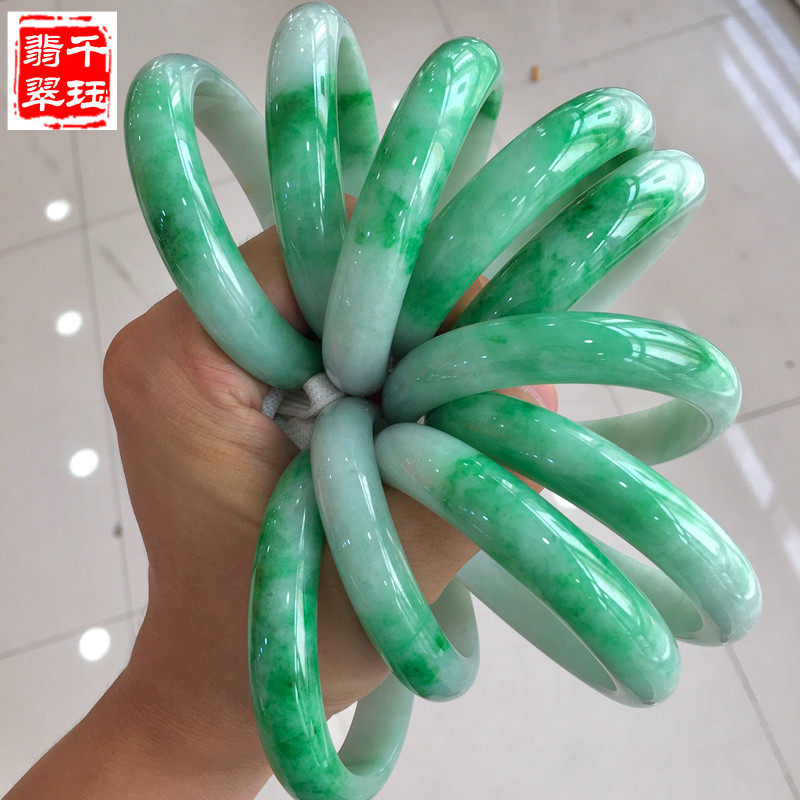 One hand to walk jade bracelet natural A goods jade green jade bracelet ice species noble concubine bracelet Violet floating flower Jade