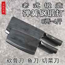 Pure hand-forged spring steel knife big bone chopper manganese steel chopped fish knife selling chicken and duck slices shredded sharp kitchen knife