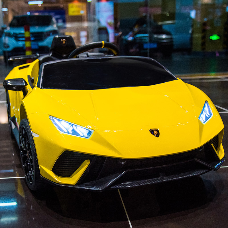 Standard Version [Yellow] [Dual Drive + Plastic Wheel + Plastic Seat]Lamborghini children Electric vehicle remote control Four rounds Toys automobile Seated person baby baby vehicle Internet celebrity Sports car