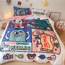 Hipster ins children cartoon can all cotton tribute satin bed three sets of bed four sets to fight monsters