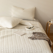 ins little fresh pure color minimalist Korean style full cotton perched bed cover kit washed cotton sheet multifunction cover blanket