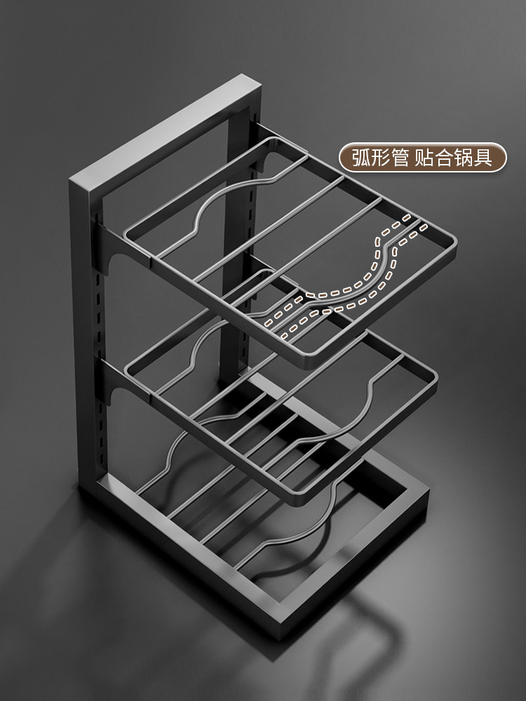 Kitchen Storage Rack Pot Rack Stainless Steel Household Cookware Organizer under Sink Cabinet Corner Wall-Mounted No-Drill