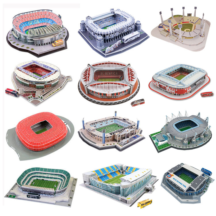 3D Stereojigsaw Puzzle 2018 World Cup Football Stadium School Student Prize DIY Coteach Assembled Color Box Gift
