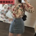 Nhỏ áo khoác ngắn xé áo in cổng gió cho thấy phong cách mỏng chic chi chi chi-shirt nữ máy tim xu hướng thiết kế 