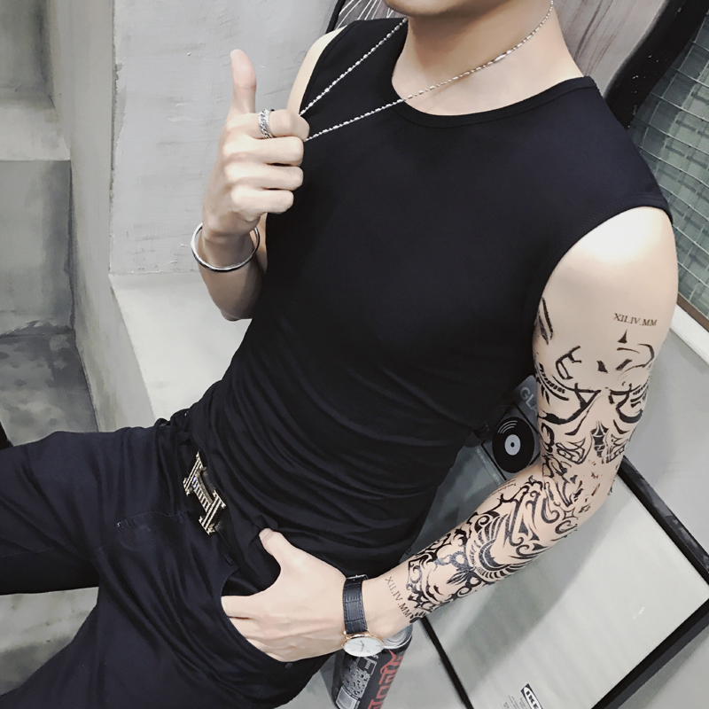 Của nam giới bó sát không tay mồ hôi vest thể thao mùa hè tập thể dục vai rộng t-shirt thanh niên quần áo triều mùa hè của nam giới quần áo ao ba lo nam