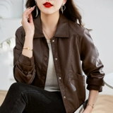 Утепленная осенняя короткая полиуретановая куртка, свободный крой