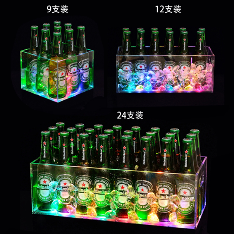 Bar LED Luminous Ice Bucket Acrylic Champagne Barrel Luminous Ice Bucket Bar Beer Ice Bucket Customizable LOGO
