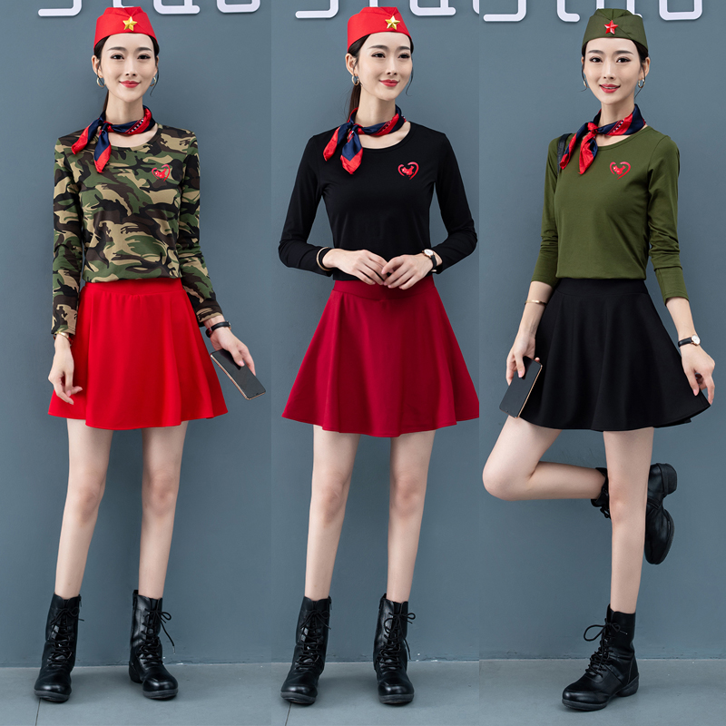 Square dance costumes women 2022 spring and autumn new dance suits Water soldiers dance 100 hitch suit in old age dance