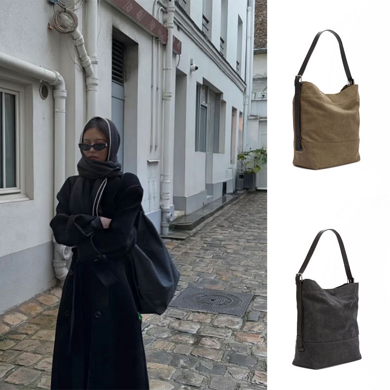 Jennie's Same Style Canvas Bag Lemair* Style Belted Tote Bag Unisex Bucket Bag