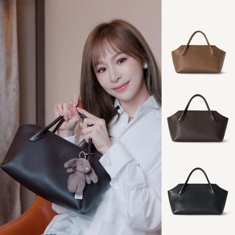 Hot Girl Wang Xinling's Same Style Terrasse Bauletto Handbag, Italian Calfskin Handbag