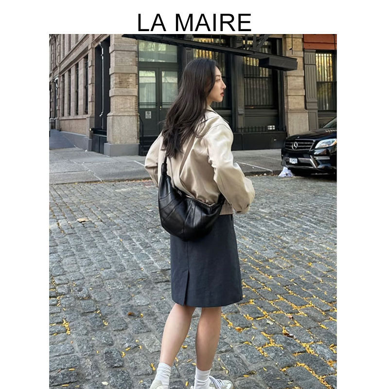 Hot Girl [Small Size] Croissant Bag Made of Sheepskin, Le Niche Design Croissant Crossbody Bag, Mair